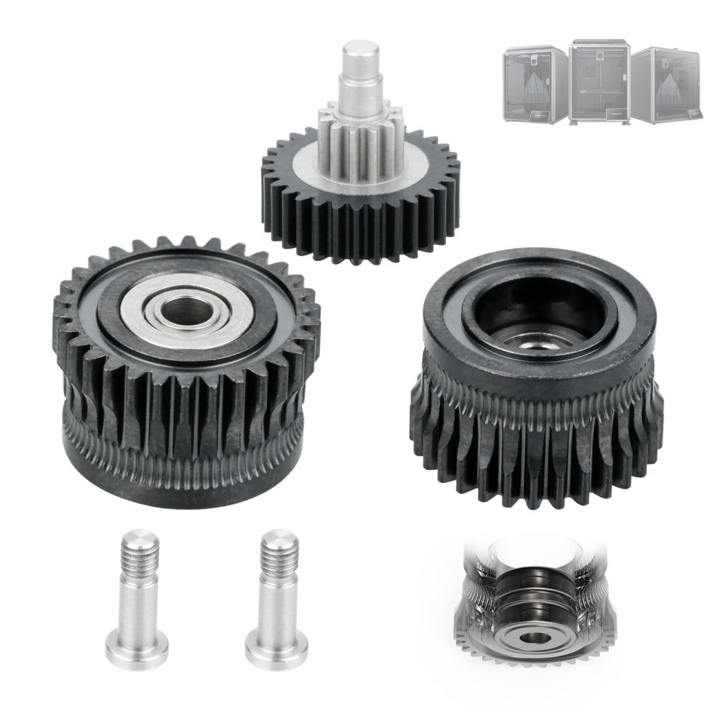 2PCS K1 Double Bearing Gear Upgrade Kit Hardened Steel DLC Black+Reduction Gear