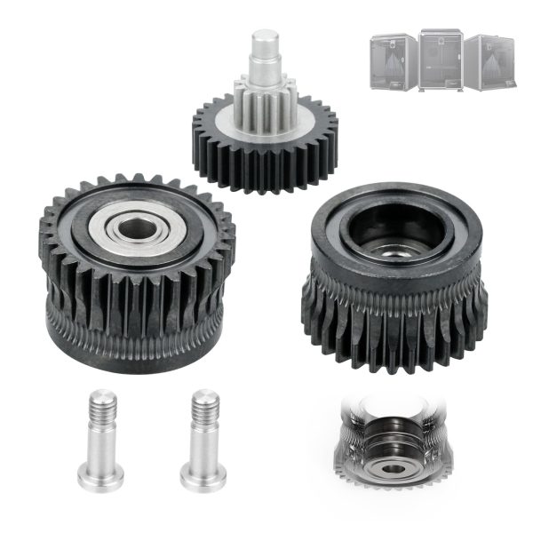 2PCS K1 Double Bearing Gear Upgrade Kit Hardened Steel DLC Black+Reduction Gear