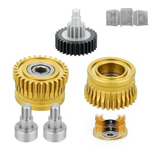 2PCS K1 Double Bearing Gear Upgrade Kit Hardened Steel DLC Gold+Reduction Gear